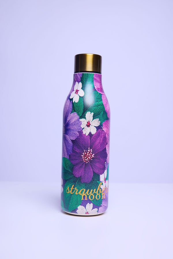 Lilac Flowers on Canvas Water Bottle