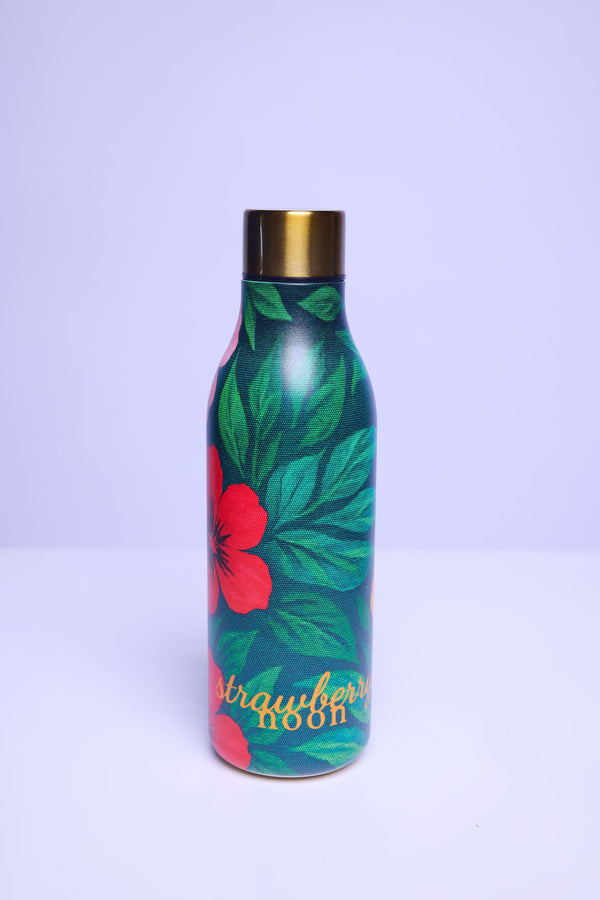 Hibiscus Flowers on Canvas Water Bottle