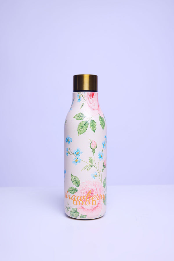 Rose Flowers on Canvas Water Bottle